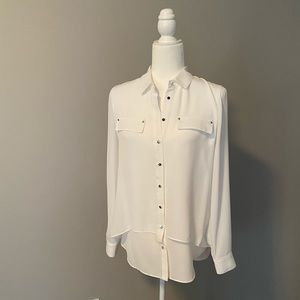 WHBM blouse long sleeve New Ecru Size 2 -NWT